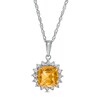Thumbnail Image 1 of 7.0mm Cushion-Cut Citrine and White Lab-Created Sapphire Shadow Frame Pendant in 10K White Gold
