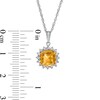 Thumbnail Image 3 of 7.0mm Cushion-Cut Citrine and White Lab-Created Sapphire Shadow Frame Pendant in 10K White Gold
