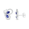 Thumbnail Image 2 of Pear-Shaped Blue Lab-Created Sapphire and 0.04 CT. T.W. Diamond Butterfly Profile Stud Earrings in Sterling Silver