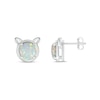 Thumbnail Image 2 of 6.0mm Lab-Created Opal Cat Head Stud Earrings in Sterling Silver