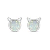 Thumbnail Image 3 of 6.0mm Lab-Created Opal Cat Head Stud Earrings in Sterling Silver