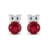 Thumbnail Image 2 of 7.0mm Lab-Created Ruby and Black Diamond Accent Owl Stud Earrings in Sterling Silver