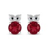 Thumbnail Image 3 of 7.0mm Lab-Created Ruby and Black Diamond Accent Owl Stud Earrings in Sterling Silver