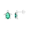 Thumbnail Image 2 of Oval Lab-Created Emerald Sea Turtle Stud Earrings in Sterling Silver