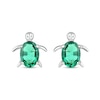 Thumbnail Image 3 of Oval Lab-Created Emerald Sea Turtle Stud Earrings in Sterling Silver