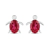 Thumbnail Image 2 of Oval Lab-Created Ruby Sea Turtle Stud Earrings in Sterling Silver