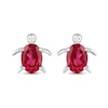 Thumbnail Image 3 of Oval Lab-Created Ruby Sea Turtle Stud Earrings in Sterling Silver