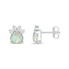 Thumbnail Image 2 of 6.0mm Heart-Shaped Lab-Created Opal and White Lab-Created Sapphire Paw Print Stud Earrings in Sterling Silver