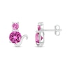 Pink Lab-Created Sapphire Cat Stud Earrings in Sterling Silver