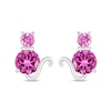 Pink Lab-Created Sapphire Cat Stud Earrings in Sterling Silver