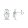 Thumbnail Image 2 of Oval Lab-Created Opal and Diamond Accent Penguin Outline Stud Earrings in Sterling Silver