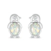 Thumbnail Image 3 of Oval Lab-Created Opal and Diamond Accent Penguin Outline Stud Earrings in Sterling Silver