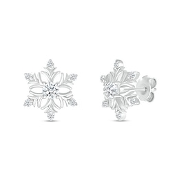 3.5mm White Lab-Created Sapphire Snowflake Stud Earrings in Sterling Silver