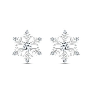 3.5mm White Lab-Created Sapphire Snowflake Stud Earrings in Sterling Silver