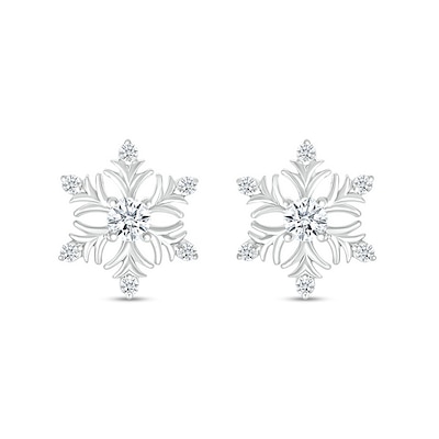 3.5mm White Lab-Created Sapphire Snowflake Stud Earrings in Sterling Silver