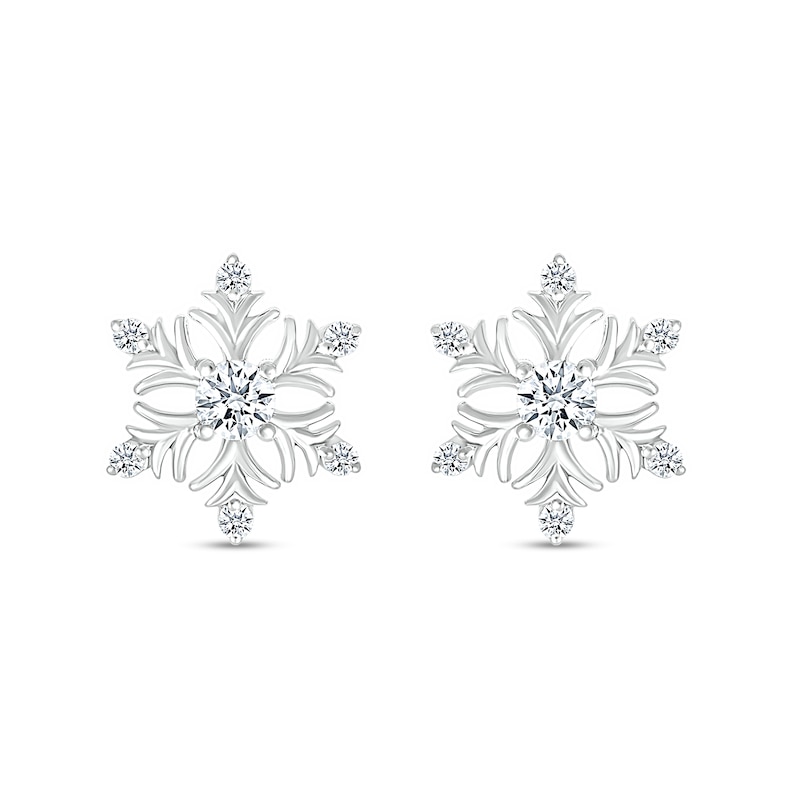 3.5mm White Lab-Created Sapphire Snowflake Stud Earrings in Sterling Silver