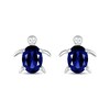 Oval Blue Lab-Created Sapphire Sea Turtle Stud Earrings in Sterling Silver