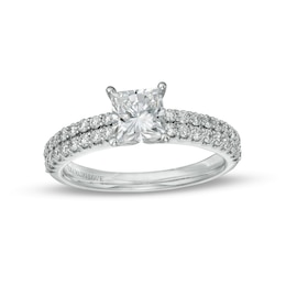 Vera Wang Love Collection 1.45 CT. T.W. Certified Lab-Grown Diamond Double Row Shank Engagement Ring in 14K White Gold