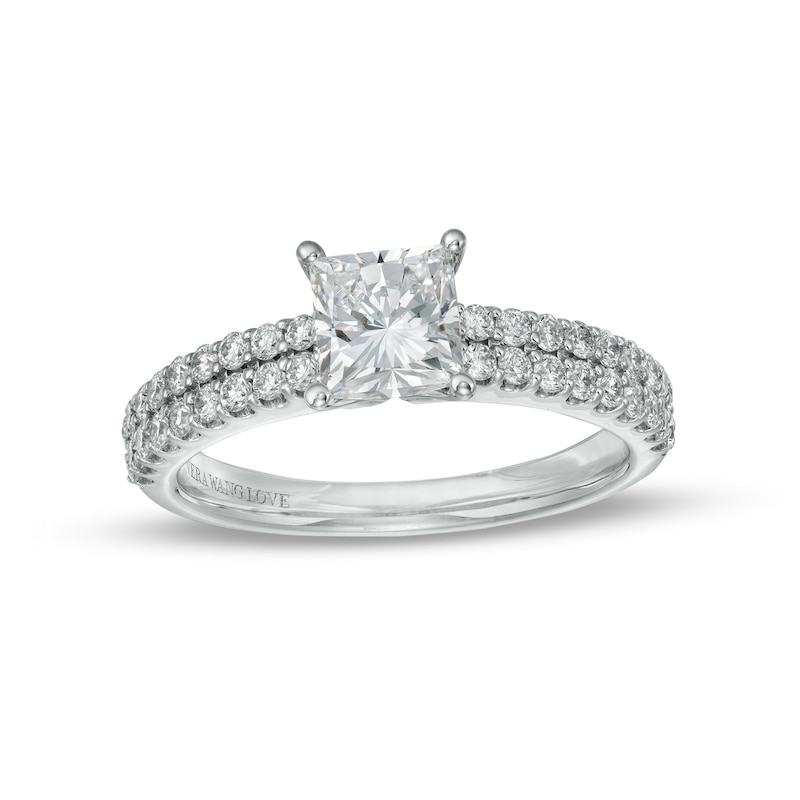 TRUE Lab-Created Diamonds by Vera Wang Love 1.45 CT. T.W. Double Row Shank Engagement Ring in 14K White Gold