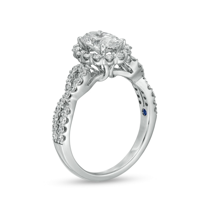 Main Image 3 of Vera Wang Love Collection 1.58 CT. T.W. Certified Lab-Grown Diamond Twist Shank Engagement Ring in 14K White Gold