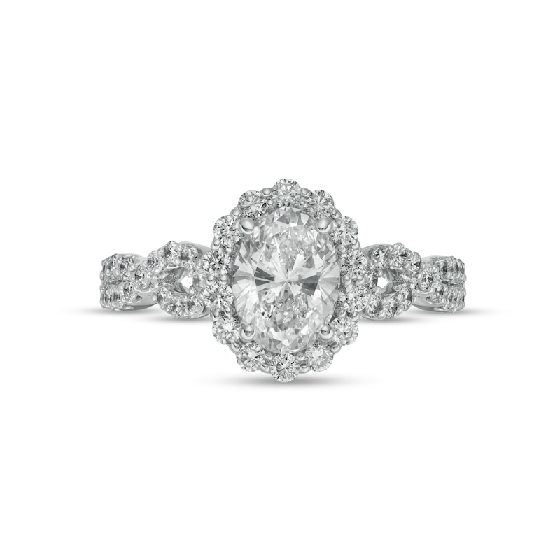 TRUE Lab-Created Diamonds by Vera Wang Love 1.58 CT. T.W. Twist Shank Engagement Ring in 14K White Gold