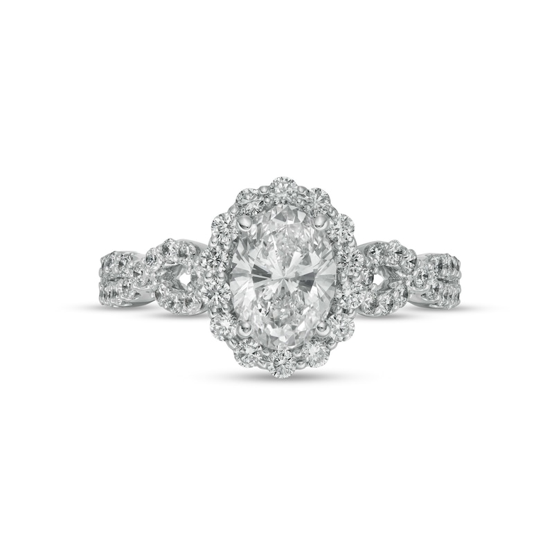 Main Image 4 of Vera Wang Love Collection 1.58 CT. T.W. Certified Lab-Grown Diamond Twist Shank Engagement Ring in 14K White Gold