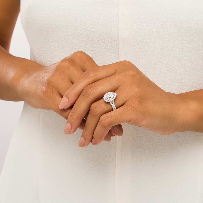 Main Image 2 of Vera Wang Love Collection 1.95 CT. T.W. Certified Lab-Grown Diamond Double Frame Engagement Ring in 14K White Gold