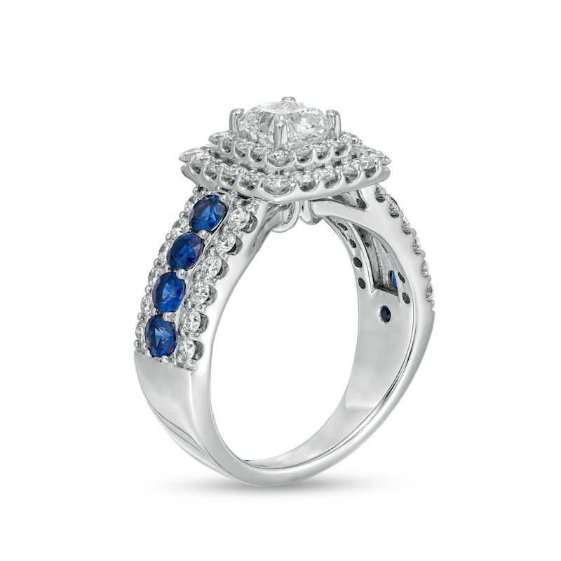Main Image 3 of Vera Wang Love Collection 1.95 CT. T.W. Certified Lab-Grown Diamond Engagement Ring with Blue Sapphires in 14K White Gold
