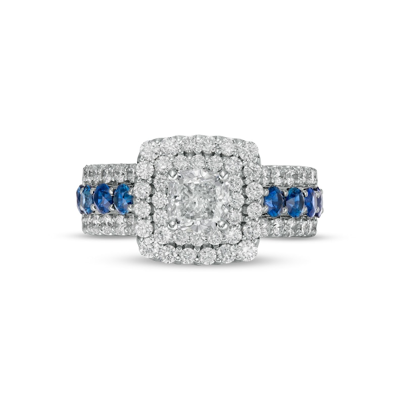 Main Image 4 of Vera Wang Love Collection 1.95 CT. T.W. Certified Lab-Grown Diamond Engagement Ring with Blue Sapphires in 14K White Gold