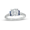 Thumbnail Image 0 of TRUE Lab-Created Diamonds by Vera Wang Love 1.69 CT. T.W. Engagement Ring with Blue Sapphires in 14K White Gold