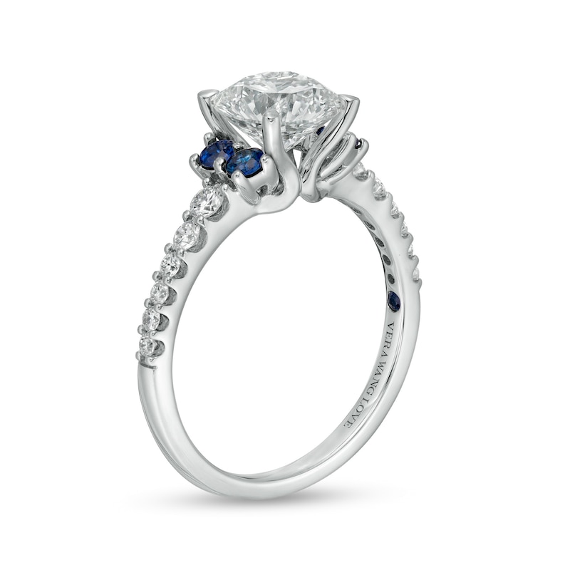 Main Image 3 of Vera Wang Love Collection 1.69 CT. T.W. Certified Lab-Grown Diamond Engagement Ring with Blue Sapphires in 14K White Gold
