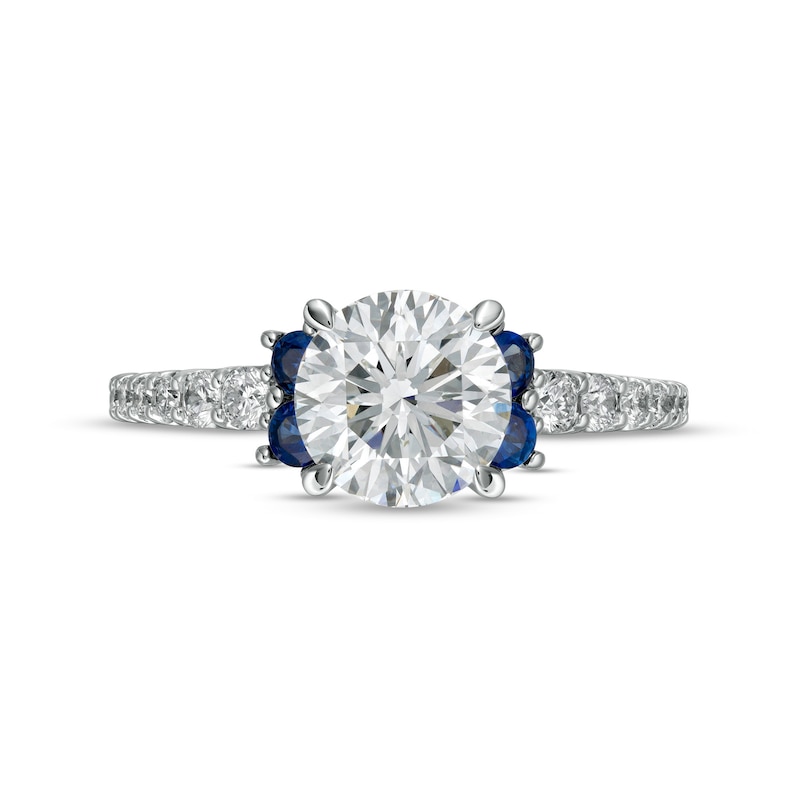 Main Image 4 of Vera Wang Love Collection 1.69 CT. T.W. Certified Lab-Grown Diamond Engagement Ring with Blue Sapphires in 14K White Gold