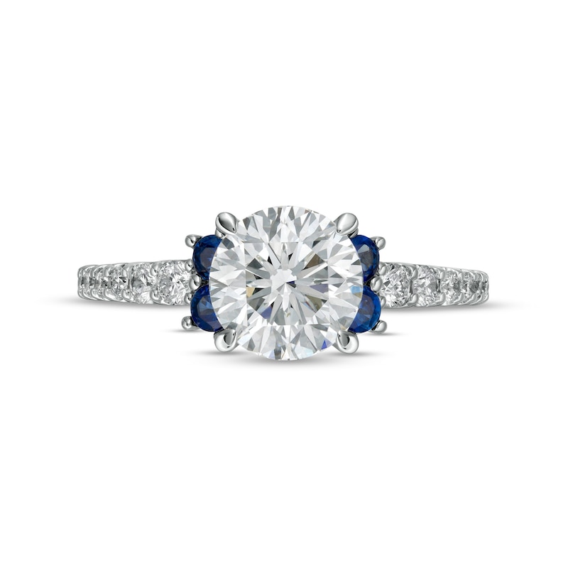 TRUE Lab-Created Diamonds by Vera Wang Love 1.69 CT. T.W. Engagement Ring with Blue Sapphires in 14K White Gold