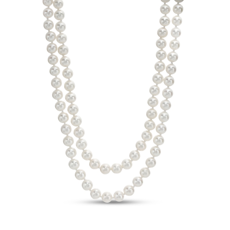 6.0-7.0mm Cultured Freshwater Pearl Double Strand Necklace with 14K Gold Clasp