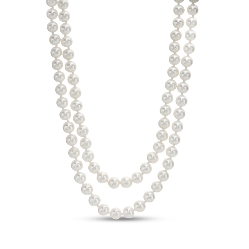 6.0-7.0mm Cultured Freshwater Pearl Double Strand Necklace with 14K Gold Clasp|Peoples Jewellers