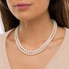 Thumbnail Image 1 of 6.0-7.0mm Cultured Freshwater Pearl Double Strand Necklace with 14K Gold Clasp