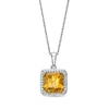Thumbnail Image 1 of 8.0mm Princess-Cut Citrine and 0.13 CT. T.W. Diamond Octagonal Frame Pendant in 10K White Gold