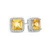 Thumbnail Image 1 of 6.0mm Princess-Cut Citrine and 0.13 CT. T.W. Diamond Octagonal Frame Stud Earrings in 10K White Gold