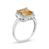 Thumbnail Image 2 of 8.0mm Princess-Cut Citrine and 0.13 CT. T.W. Diamond Octagonal Frame Ring in 10K White Gold