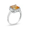 Thumbnail Image 2 of 8.0mm Princess-Cut Citrine and 0.13 CT. T.W. Diamond Octagonal Frame Ring in 10K White Gold