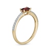 Thumbnail Image 2 of Sideways Baguette Garnet and 0.12 CT. T.W. Diamond Stackable Ring in 10K Gold