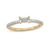 Thumbnail Image 1 of Sideways Baguette Aquamarine and 0.12 CT. T.W. Diamond Stackable Ring in 10K Gold