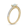 Thumbnail Image 2 of Sideways Baguette Aquamarine and 0.12 CT. T.W. Diamond Stackable Ring in 10K Gold