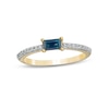 Thumbnail Image 0 of Sideways Baguette Blue Sapphire and 0.12 CT. T.W. Diamond Stackable Ring in 10K Gold
