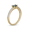 Thumbnail Image 2 of Sideways Baguette Blue Sapphire and 0.12 CT. T.W. Diamond Stackable Ring in 10K Gold