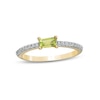 Thumbnail Image 0 of Sideways Baguette Peridot and 0.12 CT. T.W. Diamond Stackable Ring in 10K Gold