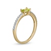 Thumbnail Image 2 of Sideways Baguette Peridot and 0.12 CT. T.W. Diamond Stackable Ring in 10K Gold