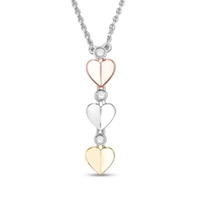 0.07 CT. T.W. Diamond Heart Trio Pendant in Sterling Silver and 10K Two-Tone Gold – 19"