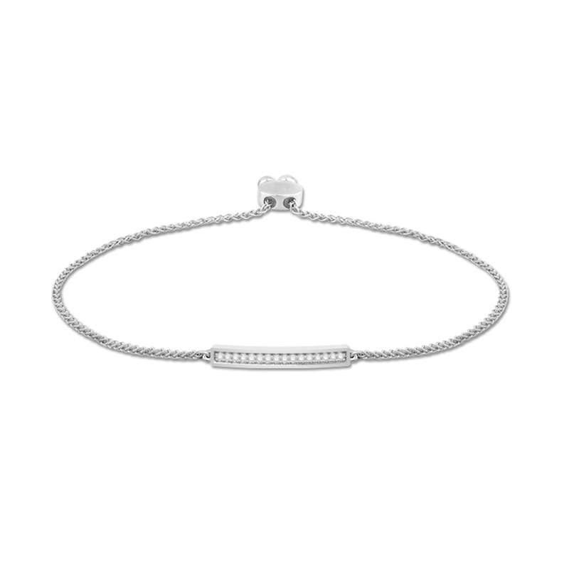 0.09 CT. T.W. Diamond Bar Bolo Bracelet in Sterling Silver – 9.5"|Peoples Jewellers