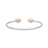 Thumbnail Image 1 of 0.09 CT. T.W. Diamond Double Heart Open Bangle in Sterling Silver and 10K Rose Gold